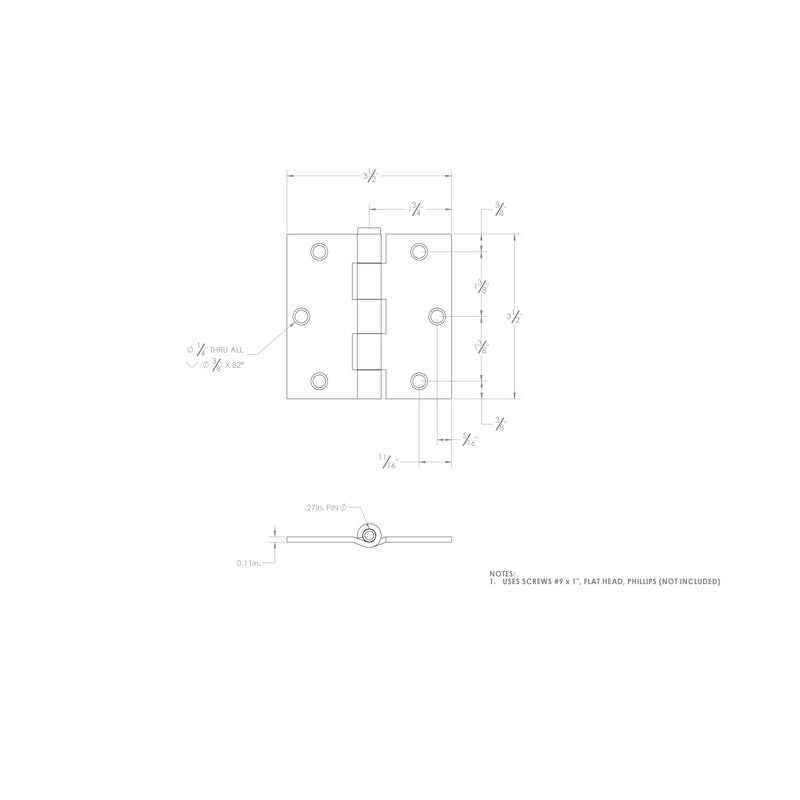 Ace 3-1/2 in. L Zinc-Plated Broad Hinge 2 pk