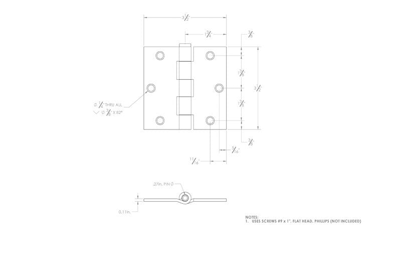 Ace 3-1/2 in. L Zinc-Plated Broad Hinge 2 pk