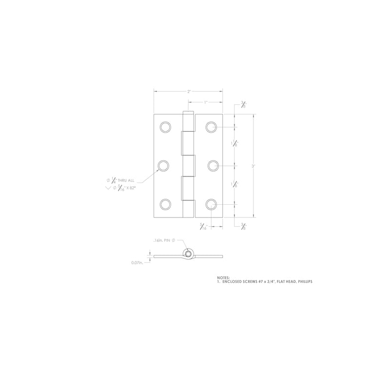 Ace 2.75 in. W X 3 in. L Bright Brass Gold Brass Narrow Hinge 2 pk, Pack of 5