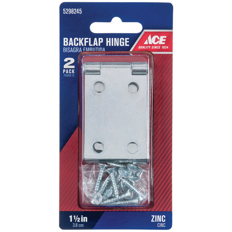 Ace 3.75 in. W X 1-1/2 in. L Zinc Plated Zinc Backflip Hinge 2 pk
