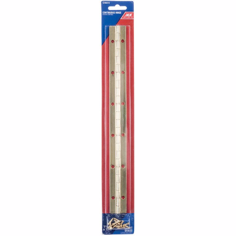 Ace 1 in. W X 12 in. L Bright Brass Brass Continuous Hinge 1 pk, Pack of 3