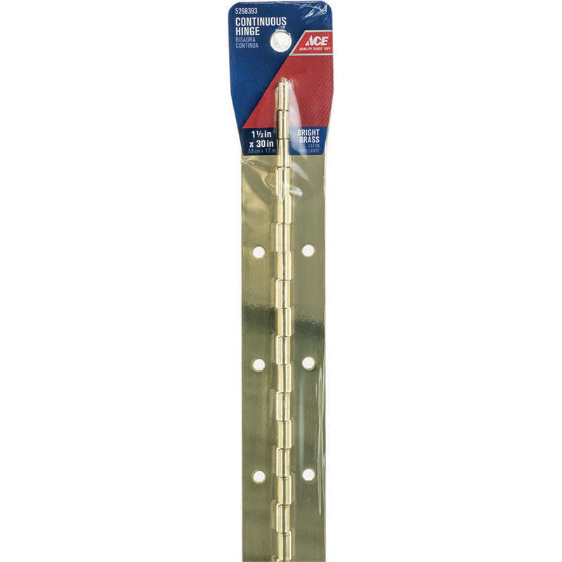 Ace 1-1/2 in. W X 30 in. L Bright Brass Brass Continuous Hinge 1 pk, Pack of 3