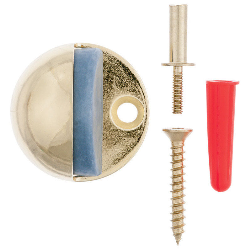 Ace Metal Bright Brass Gold Door Stop Mounts to floor 1/4 in., Pack of 5