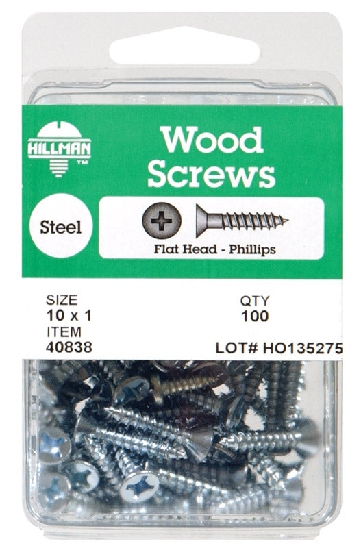 HILLMAN No. 8 X 3/4 in. L Phillips Zinc-Plated Coarse Wood Screws 1 pk, Pack of 5