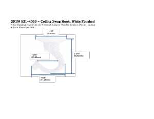 Landscapers Select GB0093L Ceiling Hook, 2-3/16 in H, Zinc, White, White, Ceiling