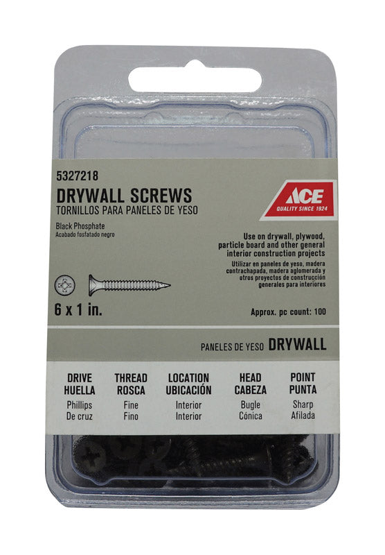 Ace No. 6 wire X 1 in. L Phillips Fine Drywall Screws 100 pk