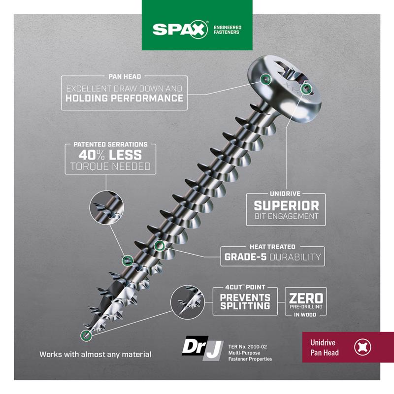 SPAX No. 8 X 1 in. L Phillips/Square Zinc-Plated Serrated Multi-Material Screw 30 pk