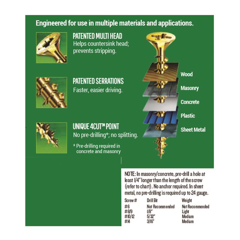 SPAX Multi-Material No. 6 Label X 1/2 in. L Unidrive Flat Head Serrated Construction Screws