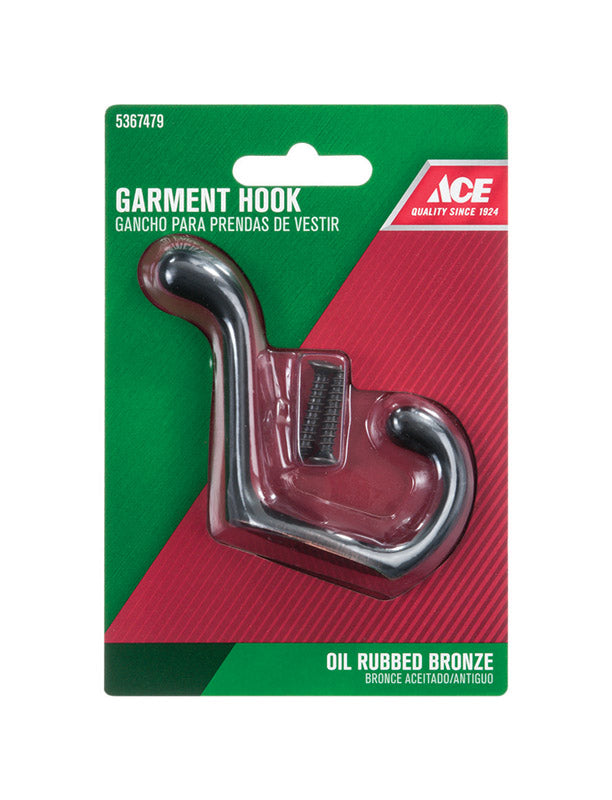 Ace 3 in. L Oil Rubbed Bronze Brown Brass Medium Heavy Duty Coat and Hat Hook 1 pk, Pack of 5