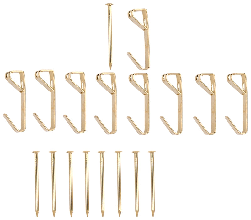 ProSource PH-122308-PS Picture Hanger, 20 lb, Steel, Polished Brass, Brass, Nail