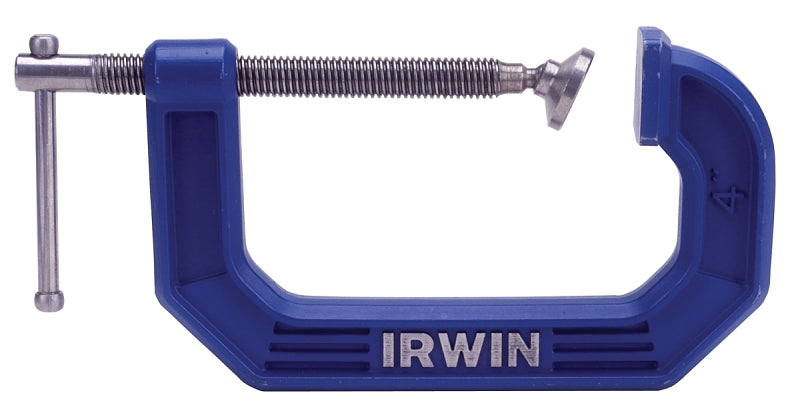 Irwin 2025101 C-Clamp, 10 lb Clamping, 1-1/2 in Max Opening Size, 1-1/2 in D Throat, Blue Body