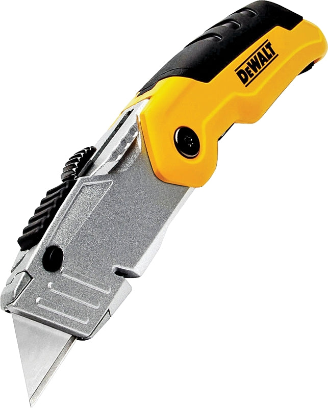 DEWALT DWHT10035L Utility Knife, 2-1/2 in L Blade, Metal Blade, Long Handle, Black/Yellow Handle
