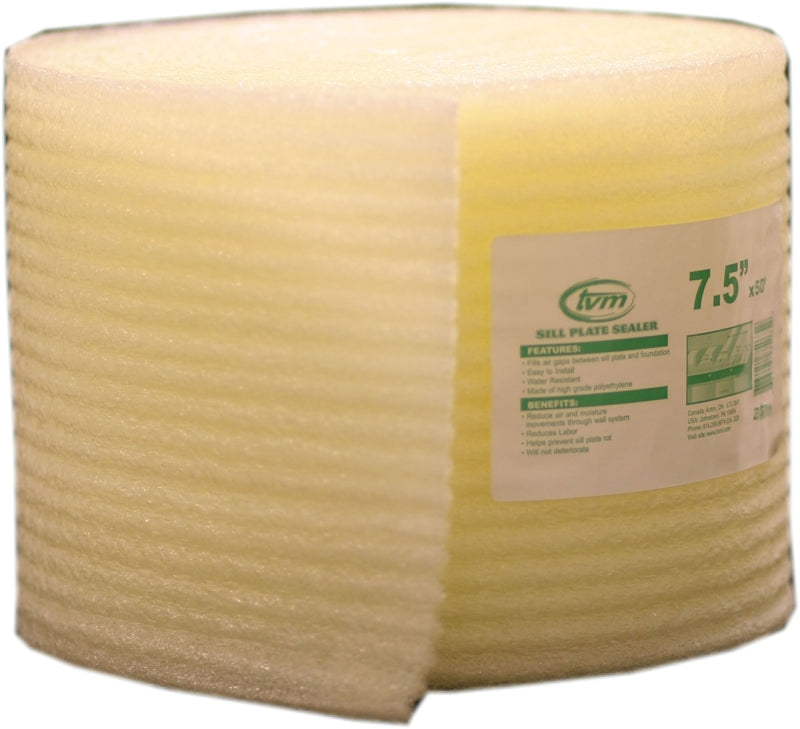 Innovative Energy W508 Sill Seal, 7-1/2 in W, 50 ft L Roll, Polyethylene, Yellow, Pack of 4