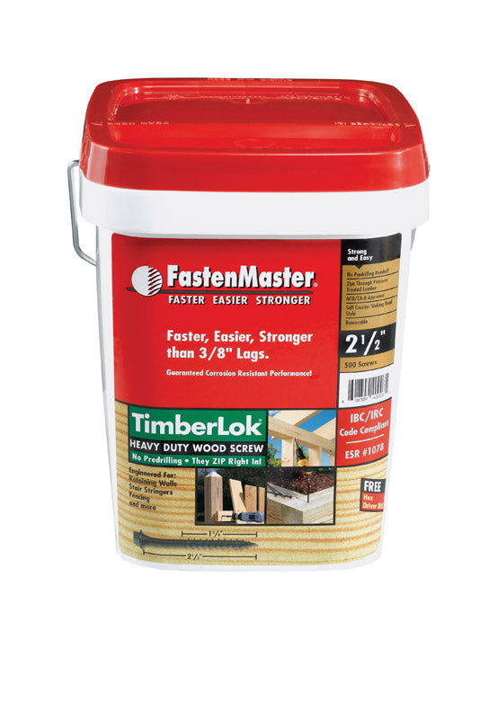 FastenMaster TimberLok No. 10 X 2-1/2 in. L Hex Epoxy Coarse Wood Screws 500 pk