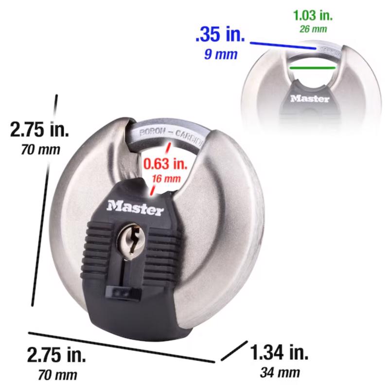 Master Lock Magnum 1-1/2 in. H X 2-3/4 in. W Stainless Steel Ball Bearing Locking Shrouded Padlock