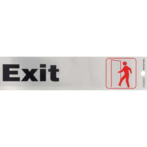 HILLMAN English Silver Exit Decal 2 in. H X 8 in. W, Pack of 6