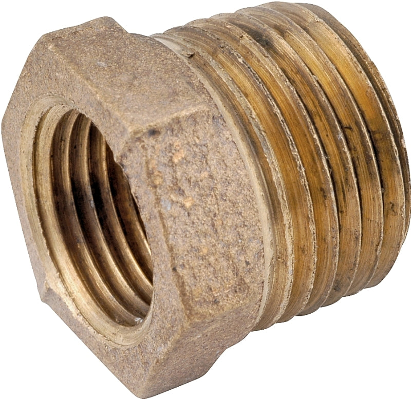Anderson Metals 738110-1612 Reducing Pipe Bushing, 1 x 3/4 in, Male x Female, Brass, 200 psi Pressure
