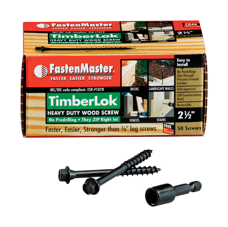 FastenMaster TimberLok No. 10 X 2-1/2 in. L Galvanized Coarse Wood Screws 50 pk