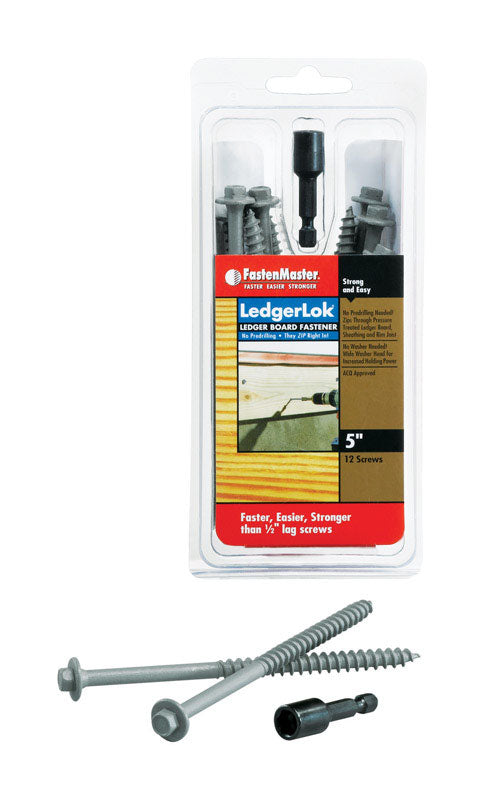 FastenMaster LedgerLok No. 14 X 5 in. L Hex Epoxy Coarse Wood Screws 12 pk