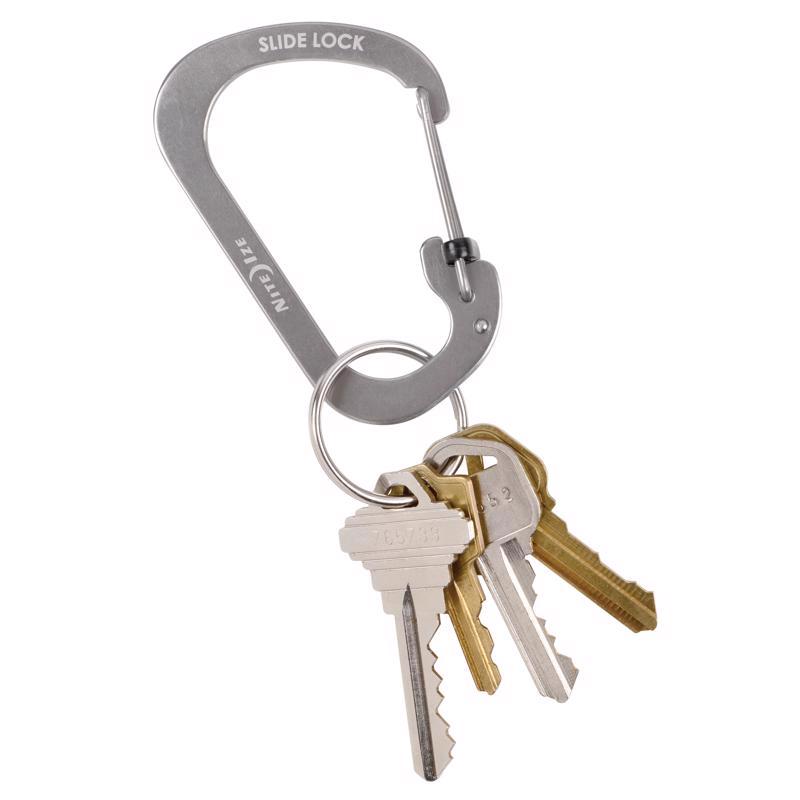Nite Ize SlideLock 3.1 in. D Stainless Steel Silver Carabiner Key Holder