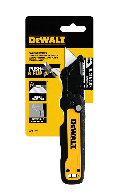 DEWALT DWHT10991 Push and Flip Utility Knife Set, 2-1/4 in L Blade, 3/4 in W Blade, Carbon Steel Blade, Ergonomic Handle