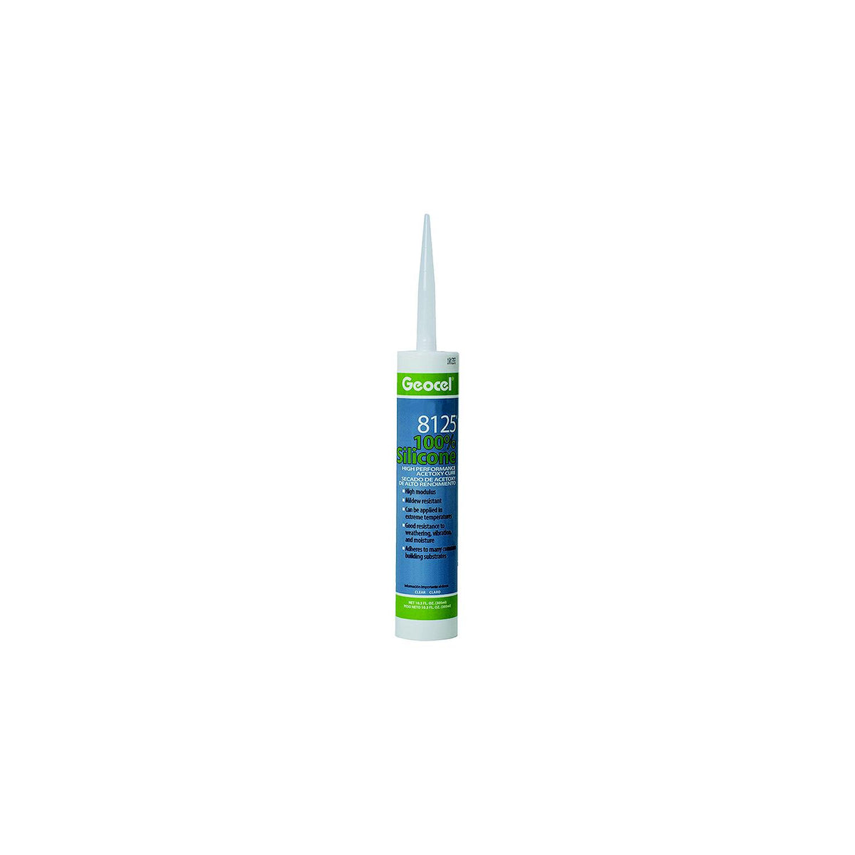 Geocel GC68111 8125 100% Silicone High Performance Acetoxy Cure Sealant, 10.3 oz., Clear