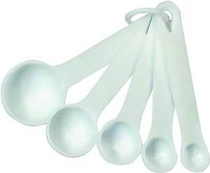 Chef Craft 20434 Measuring Spoon Set, Metric Graduation, Plastic, White