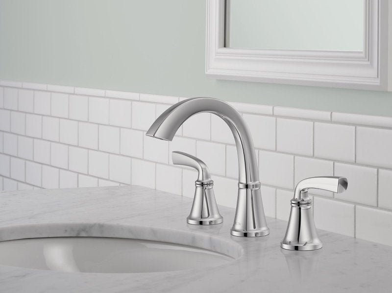 Delta Geist Series 35864LF Widespread Bathroom Faucet, 1.2 gpm, 2-Handle, 3-Faucet Hole, Metal, Chrome