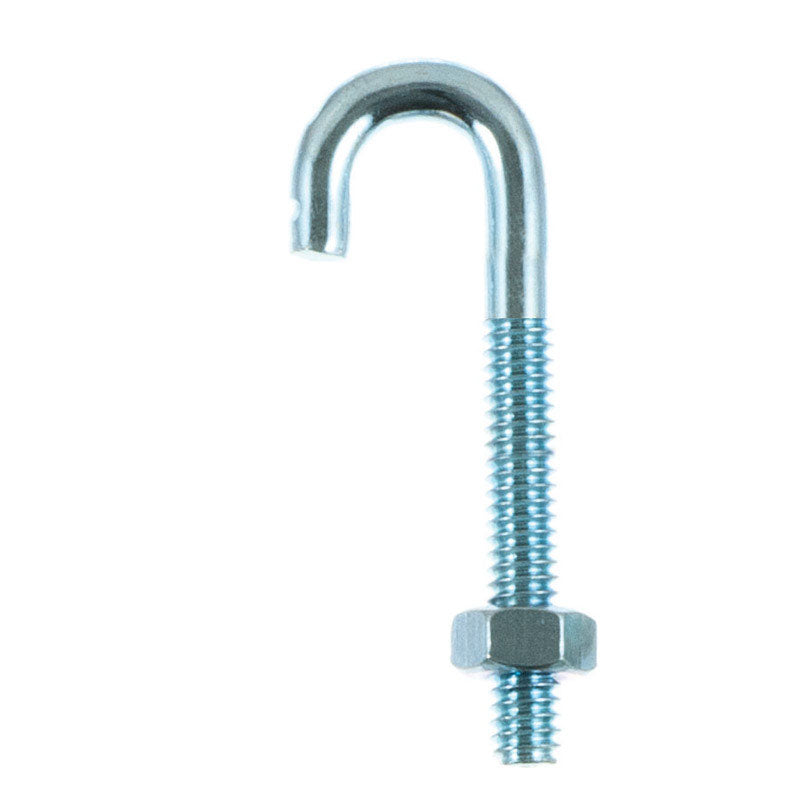 Hampton Small Zinc-Plated Silver Zinc 0.6875 in. L J-Bolt 150 lb 1 pk, Pack of 10