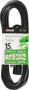 Woods 990261 Extension Cord, 16 AWG Cable, 15 ft L, 13 A, 125 V, Black
