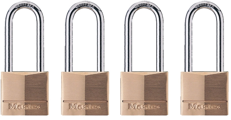 Master Lock 140QLH Padlock, Keyed Alike Key, 1/4 in Dia Shackle, 2 in H Shackle, Steel Shackle, Brass Body