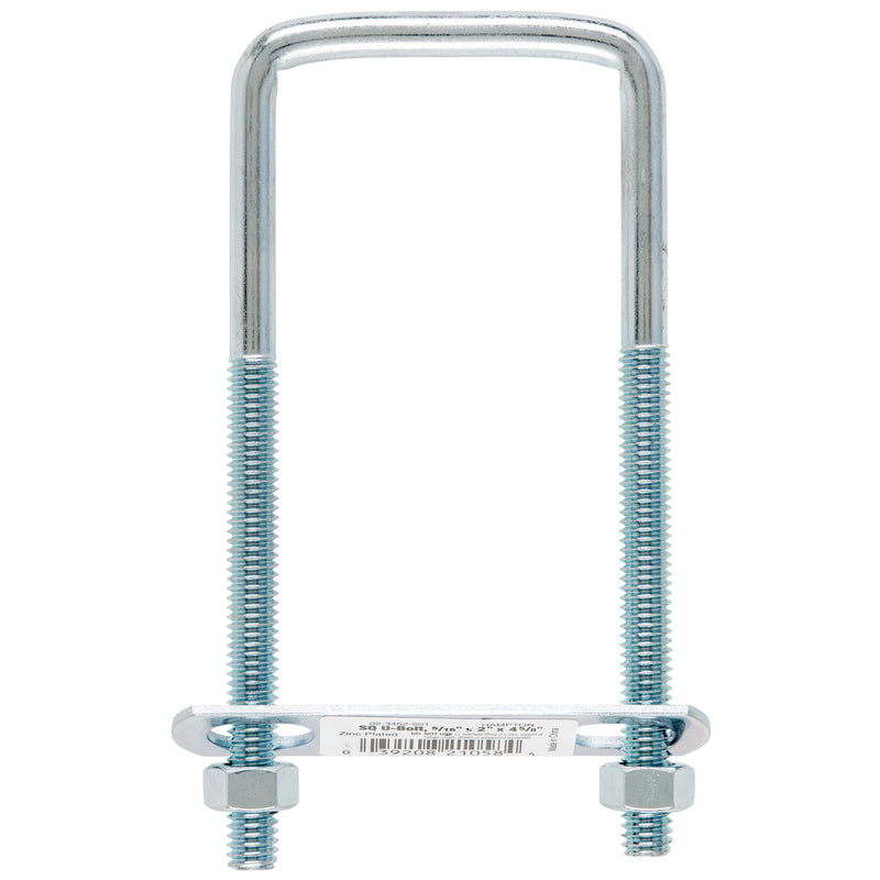 Hampton 5/16 in. X 2 in. W X 4-3/4 in. L Coarse Zinc-Plated Steel Square Bend U Bolt, Pack of 10