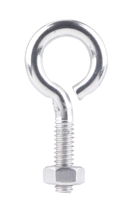 Hampton 1/4 in. X 2 in. L Stainless Stainless Steel Eyebolt with Nut Nut Included, Pack of 10