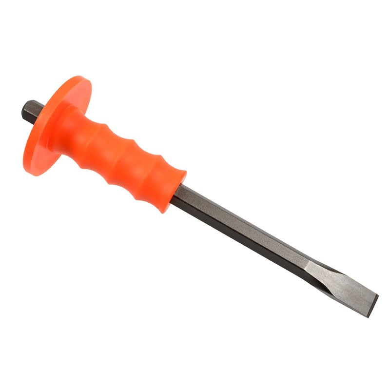 Mayhew 12205 Handguarded Cold Chisel, 3/4 in Tip, 12 in OAL, Alloy Steel Blade, Ergonomic Handle