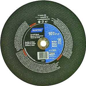 Norton 07660789390 Cut-Off Wheel, 10 in Dia, 3/32 in Thick, 5/8 in Arbor, Extra Coarse, Aluminum Oxide Abrasive