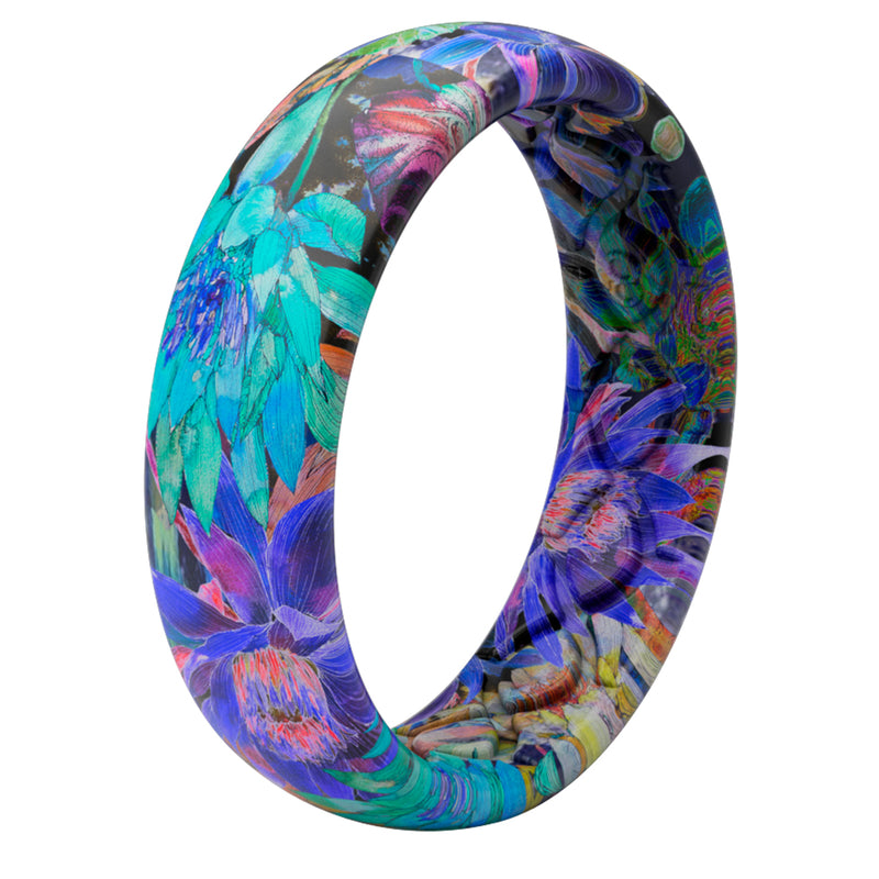 Groove Life Women's Thin Aspire Twilight Blossom Round Multicolored Wedding Band Elastomer Water Res