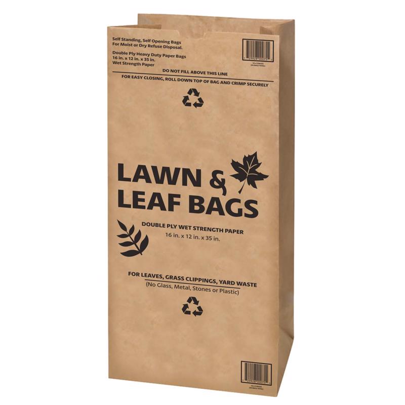Ampac 30 gal. Lawn & Leaf Bags Flap Tie Paper 5 pk, Pack of 10