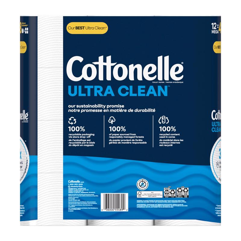 Cottonelle Ultra CleanCare Toilet Paper 12 Rolls 284 sheet, Pack of 4