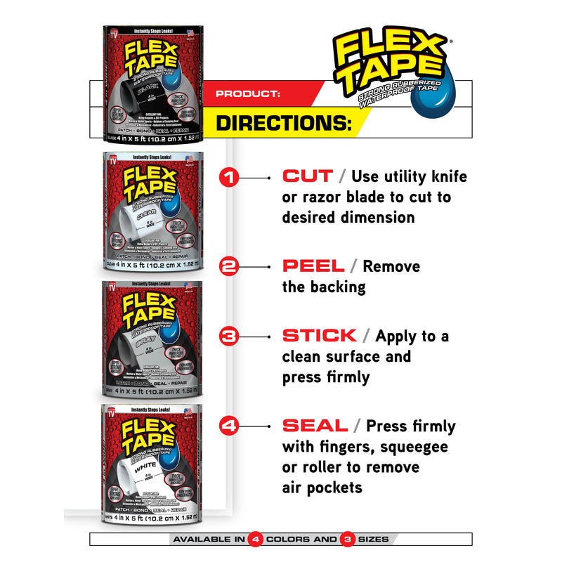 Flex Seal Family of Products Flex Tape MAX 8 in. W X 25 ft. L White Waterproof Repair Tape