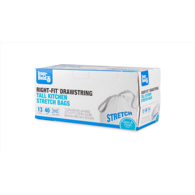 Iron-Hold Right-Fit 13 gal Fresh Tall Kitchen Bags Drawstring 40 pk, Pack of 8