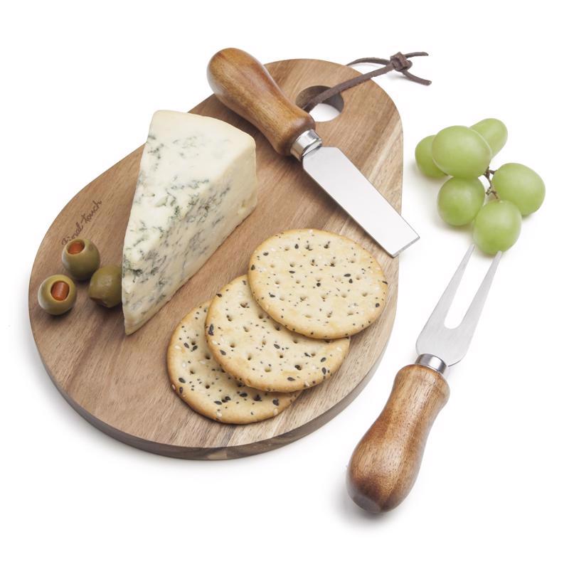 Final Touch 7 in. L X 7.5 in. W X 1.6 in. Acacia Wood Cheese Board with Slicer