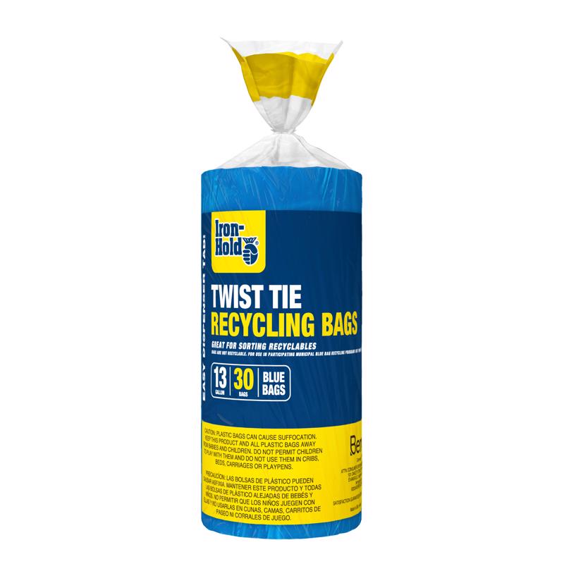 Iron-Hold 13 gal No Scent Recycling Bags Twist Tie 30 pk, Pack of 6