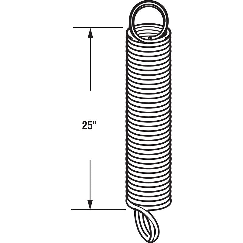 Prime-Line GD 12193 Extension Spring, 1-19/64 in OD, 25 in OAL, Carbon Steel, Galvanized, Loop End, 130 lb