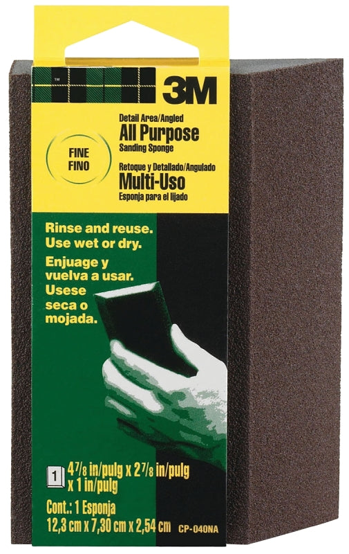 3M CP-040 Sanding Sponge, 4-7/8 in L, 2-7/8 in W, Fine, Aluminum Oxide Abrasive