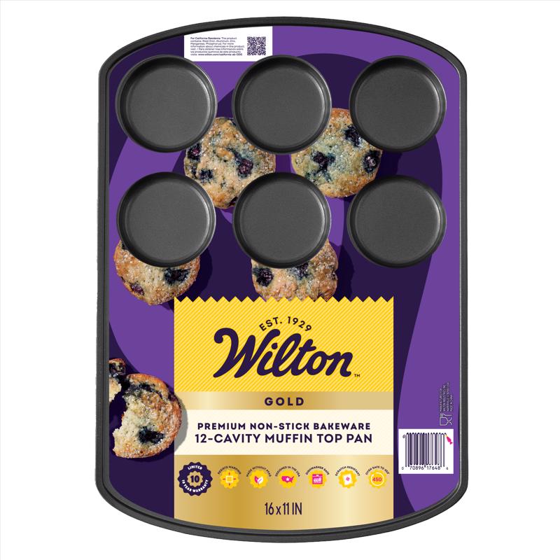 Wilton Gold 11 in. W X 16 in. L 12 Cavity Muffin Top Muffin Pan Black 1 pc