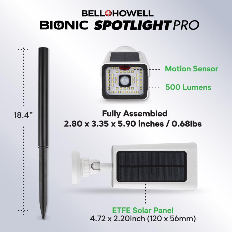 Bell & Howell Bionic Motion-Sensing Solar Powered LED White Security Light