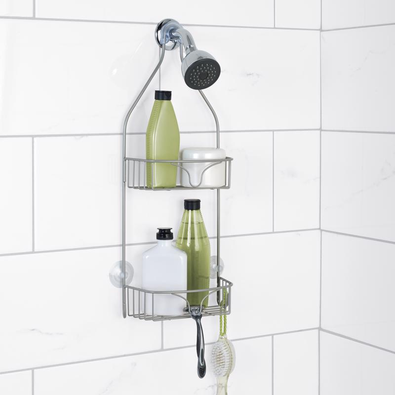 Zenna Home 21 in. H X 8.75 in. W X 4.17 in. L Satin Nickel Shower Caddy