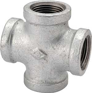 ProSource 0747 Pipe Cross, 3/4 in, Female, Iron, 40 Schedule, 300 psi Pressure