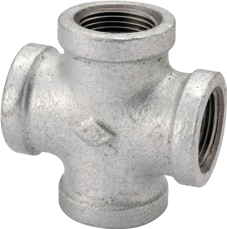 ProSource 0747 Pipe Cross, 3/4 in, Female, Iron, 40 Schedule, 300 psi Pressure