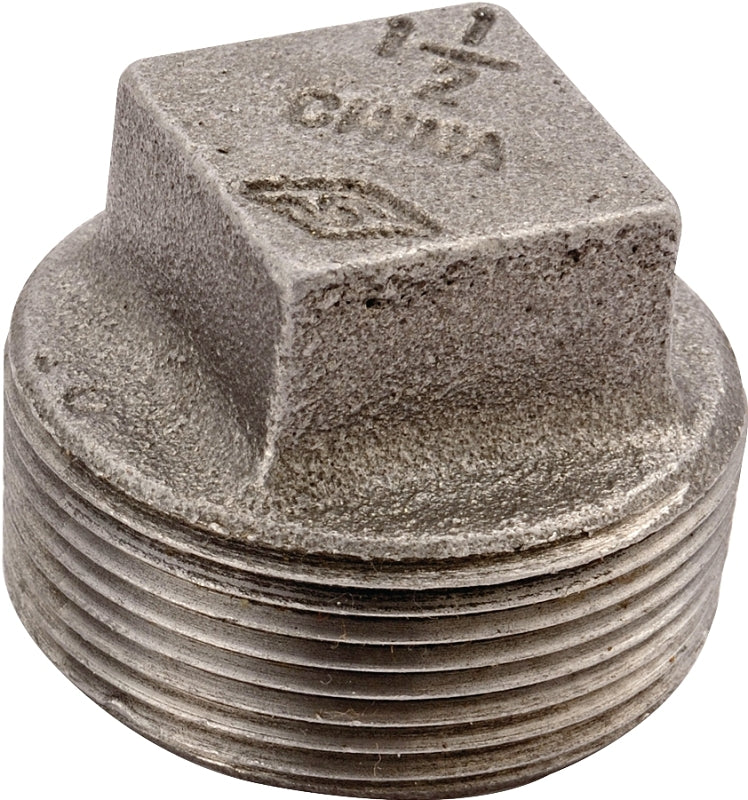 ProSource B291 40 Pipe Plug, 1-1/2 in, MPT, Square Head, Iron, 40 Schedule